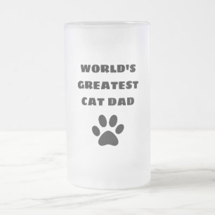 World's Greatest Cat Dad Custom Text Personalized Frosted Glass Beer Mug