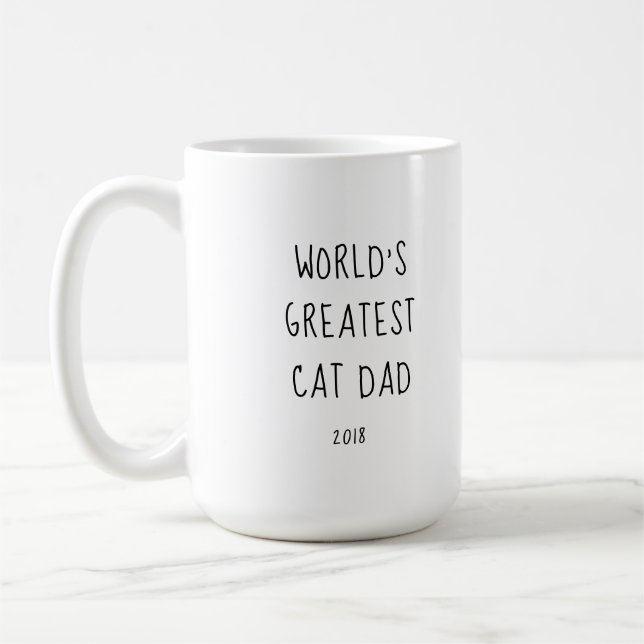 World's Greatest Cat Dad - photo, name and year Coffee Mug (Left)