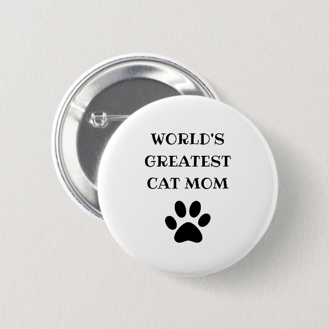 World's Greatest Cat Mom Custom Text Personalized Button (Front & Back)