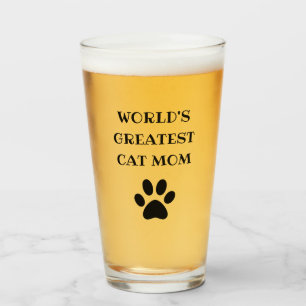 World's Greatest Cat Mom Custom Text Personalized Glass