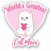 World's Greatest Cat Mom Funny Cute Pink Heart