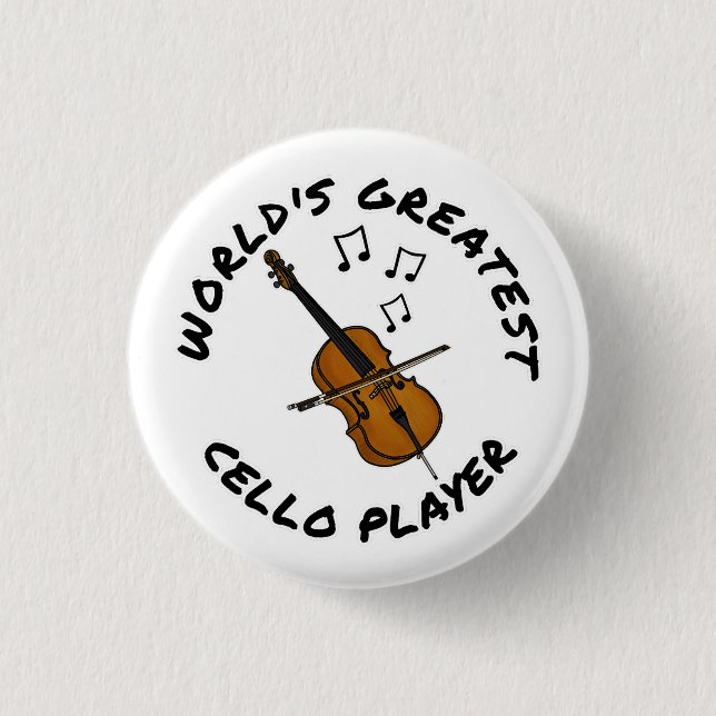 World's Greatest Cello Player, Cellist Funny Button (Front)
