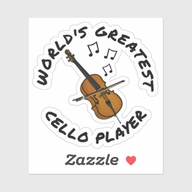 World's Greatest Cello Player, Cellist Funny Sticker (Sheet)
