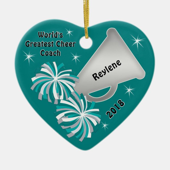 World's Greatest Cheer Coach Ornament, Your Text Ceramic Ornament (Front)
