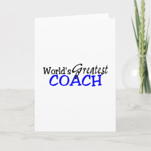 Worlds Greatest Coach Blue Black Letterpress Thank You Card