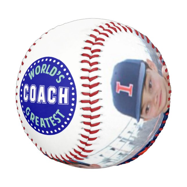 Worlds greatest coach  Custom Family Photos Baseball (Angled)