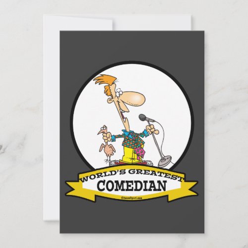 WORLDS GREATEST COMEDIAN MEN CARTOON CUSTOM INVITE