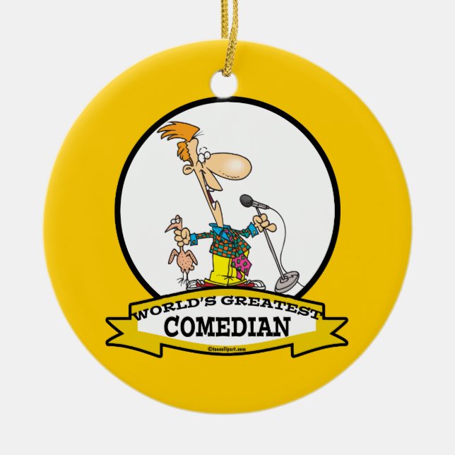 WORLDS GREATEST COMEDIAN MEN CARTOON CERAMIC ORNAMENT (Front)