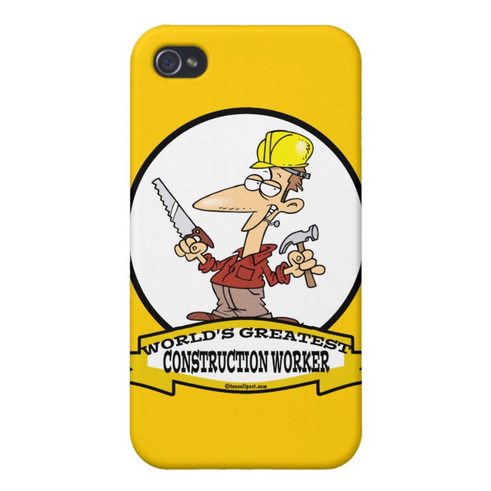 WORLDS GREATEST CONSTRUCTION WORKER CARTOON iPhone 4 COVER