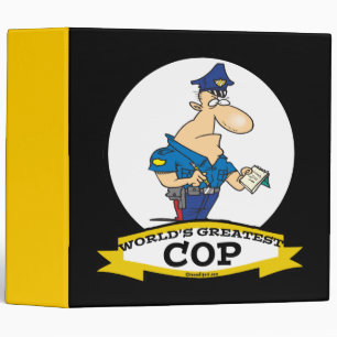 WORLDS GREATEST COP MEN CARTOON 3 RING BINDER