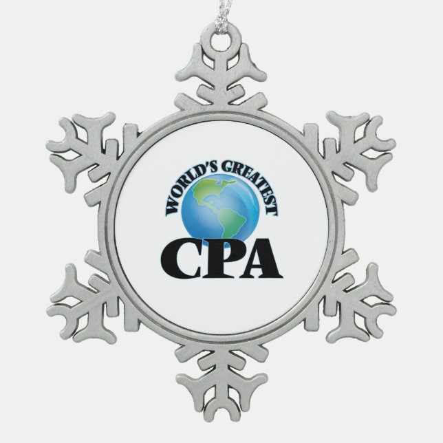 World's Greatest Cpa Snowflake Pewter Christmas Ornament (Front)