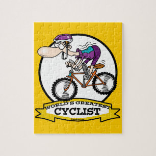 WORLDS GREATEST CYCLIST MEN CARTOON JIGSAW PUZZLE