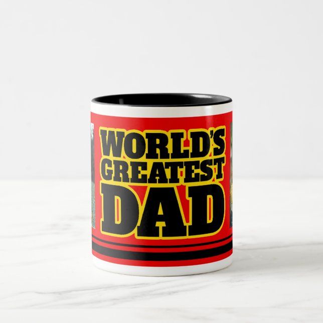 World's Greatest Dad add 2 photos red black mug (Center)