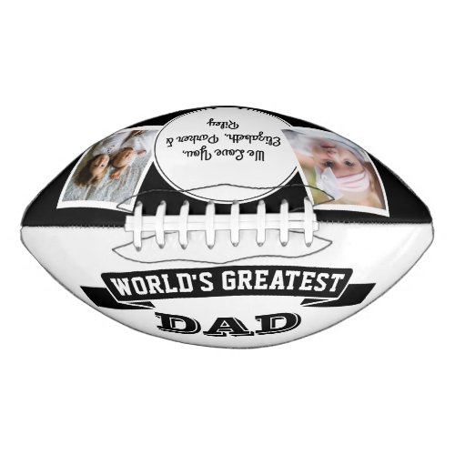 Worlds Greatest Dad Black White 2 Photo Collage Football