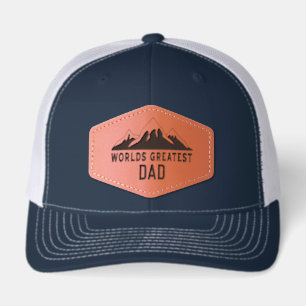 World's Greatest Dad Camping Mountain Leather Patch Hat