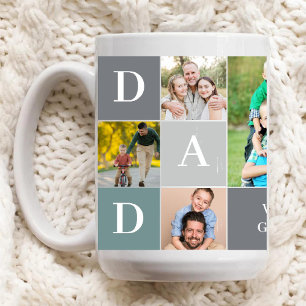 Worlds Greatest Dad Color Grid 5 Photo Collage Mug