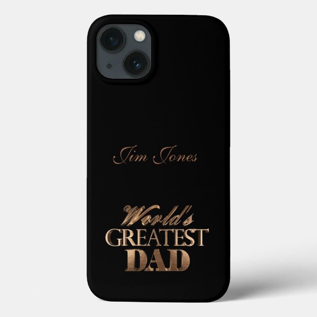 World's Greatest Dad Elegant Black and Gold Text Case-Mate iPhone Case (Back)