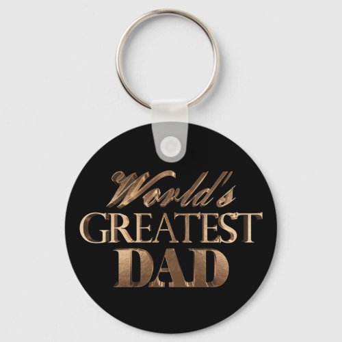 Worlds Greatest Dad Elegant Black Gold Typography Keychain