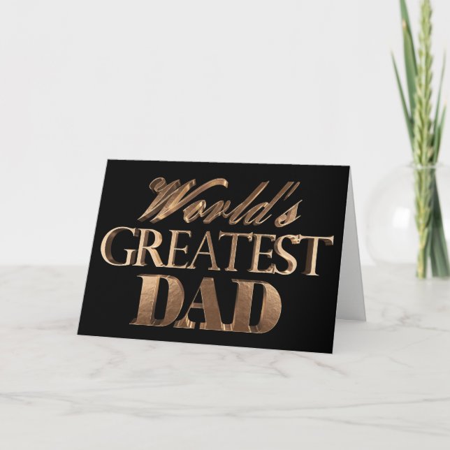 World's Greatest Dad Elegant Text Gold Typography Card (Front)
