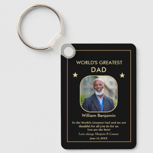 Worlds Greatest Dad Father Photo Custom   Keychain