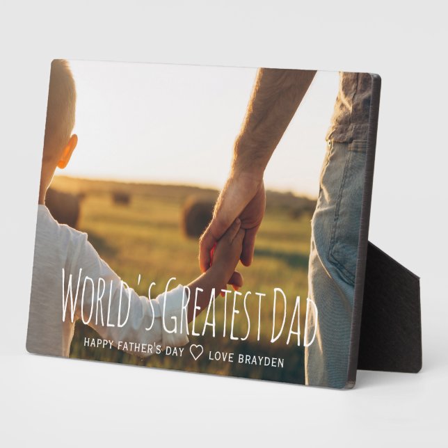 World's Greatest Dad Father's Day Custom Photo Plaque (Side)