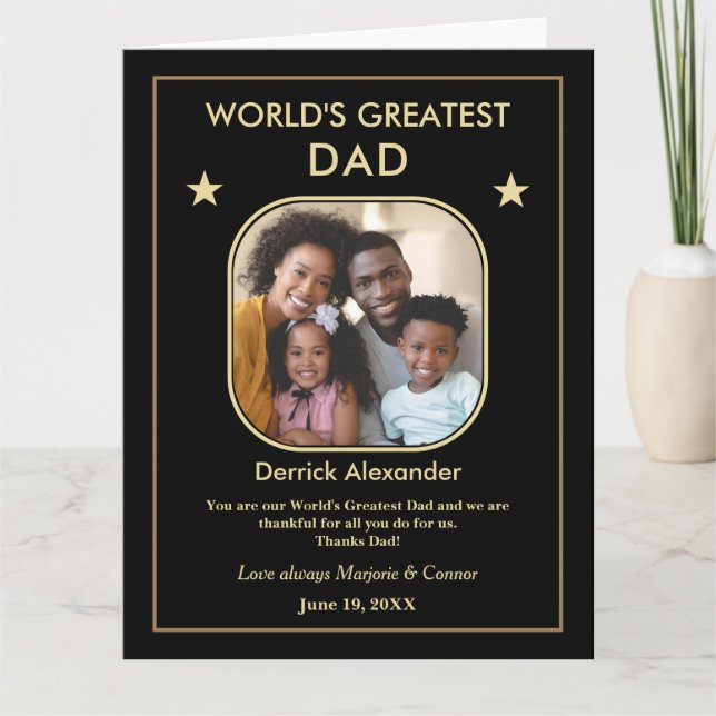 World's Greatest Dad Father's Day Photo Big Custom Card (Front)