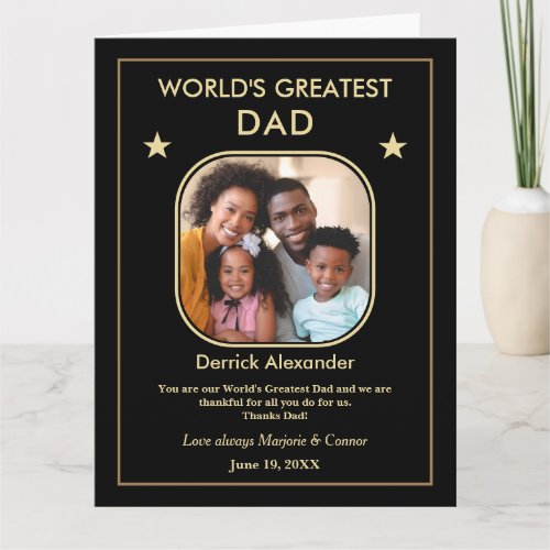Worlds Greatest Dad Fathers Day Photo Big Custom Card