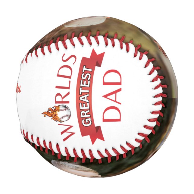 World's Greatest Dad Fathers Day Photo Collage Baseball (Front Right)