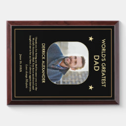 World's Greatest Dad Father's Day Photo Custom Award Plaque | Zazzle
