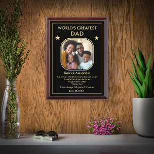 World's Greatest Dad Father's Day Photo Custom Award Plaque