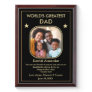 World's Greatest Dad Father's Day Photo Custom Award Plaque