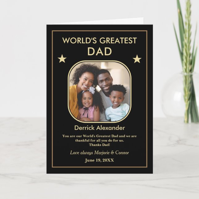 World's Greatest Dad Father's Day Photo Custom Card (Front)