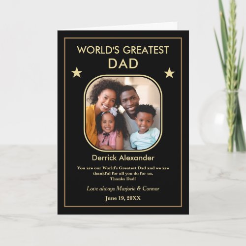 Worlds Greatest Dad Fathers Day Photo Custom Card