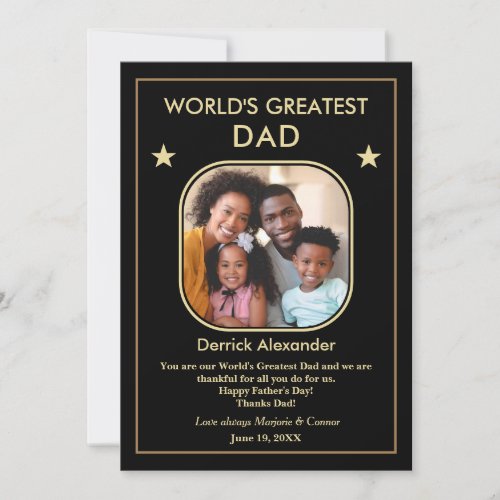 Worlds Greatest Dad Fathers Day Photo Custom Note Card