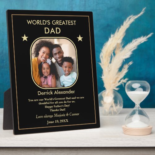 Worlds Greatest Dad Fathers Day Photo Custom  Plaque
