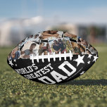 World's Greatest Dad  Father's Day Photo Football<br><div class="desc">Create your own father's day football gift featuring stylish black background that can be changed to any color,  a photo collage of 12 family pictures for you to replace with your own,  the saying "world's greatest dad",  white stars,  and the childrens names.</div>