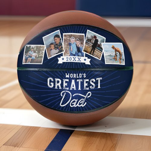 Worlds Greatest Dad Five Photo Collage Navy Basketball