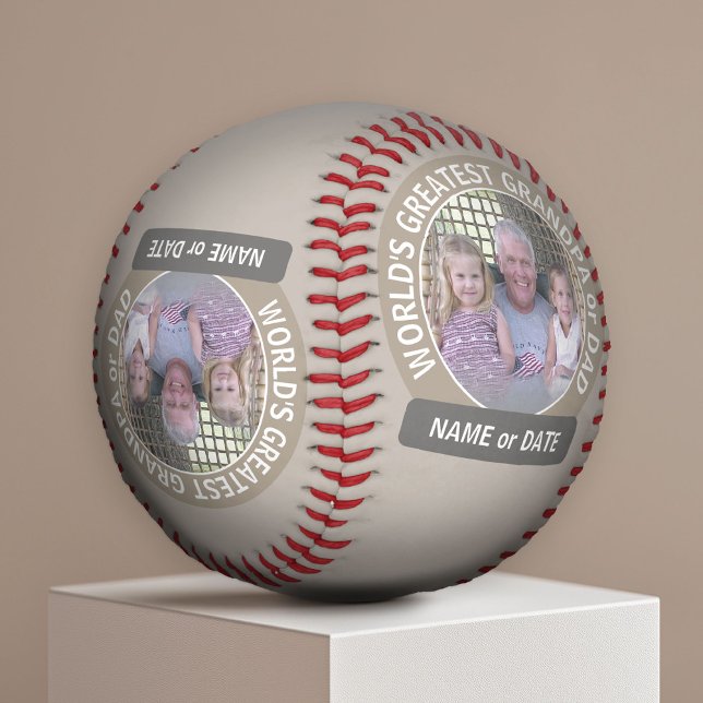 World's Greatest Dad Grandpa Custom Photo Template Baseball (Custom Photo Baseball)