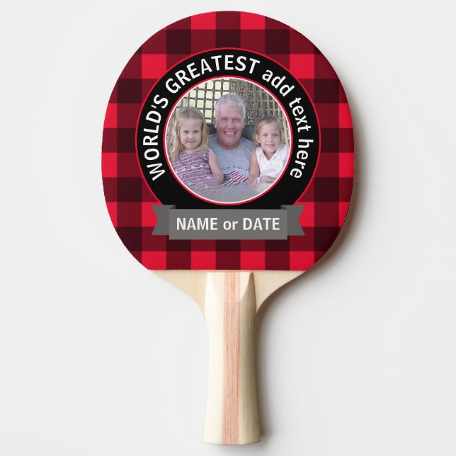 World's Greatest Dad Grandpa Custom Photo Template Ping Pong Paddle (Front)