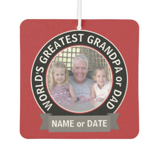 World's Greatest Dad Grandpa Photo red black Car Air Freshener