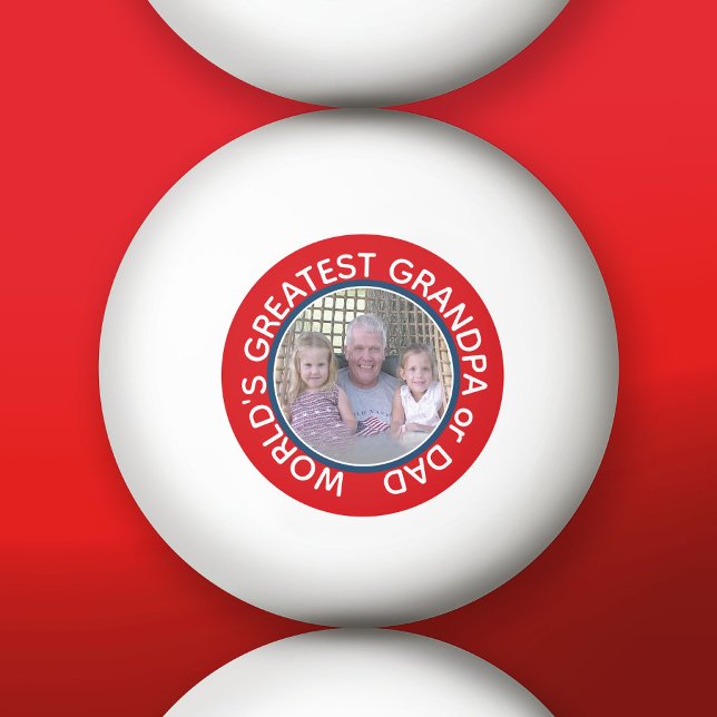 World's Greatest Dad Grandpa Photo red white blue Ping-Pong Ball (Custom Ping Pong Balls)