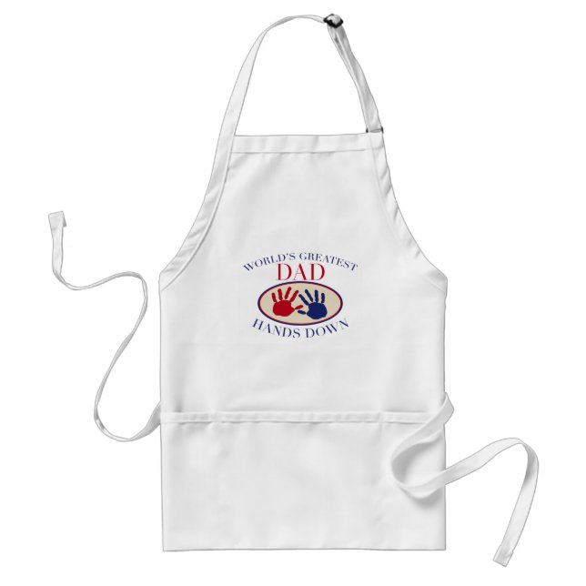 World's Greatest Dad Hands Down Adult Apron (Front)