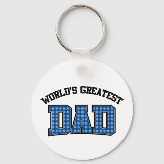 Worlds Greatest Dad Keychain Plaid