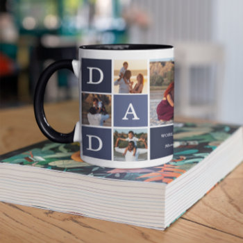 World's Greatest Dad | Modern 5 Photo Color Block Mug by IYHTVDesigns at Zazzle