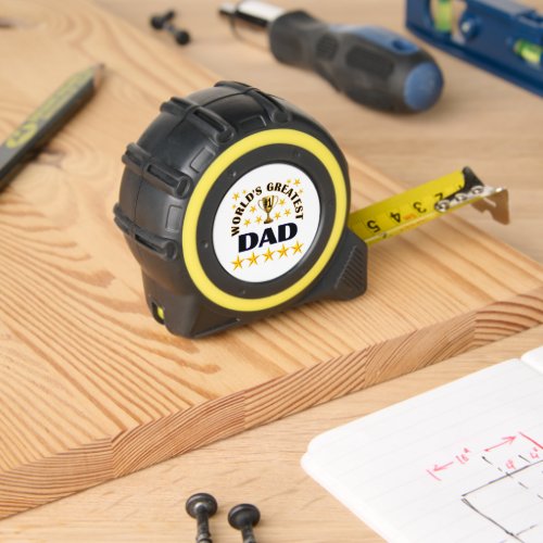 Worlds Greatest Dad Number One Trophy Stars Tape Measure