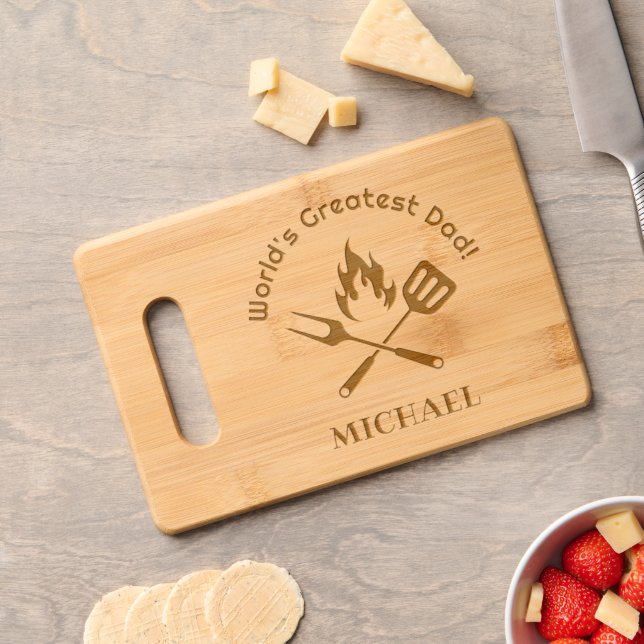 worlds greatest dad,personalized grill chef  engraved cutting board (Cheese)