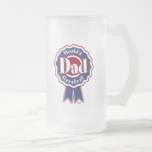 World's Greatest Dad - ribbon Frosted Glass Beer Mug
