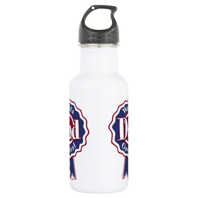 World's Greatest Dad - ribbon Stainless Steel Water Bottle (Front)