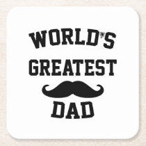Worlds greatest dad square paper coaster