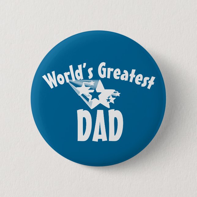 World's greatest dad stars men's pinback button (Front)